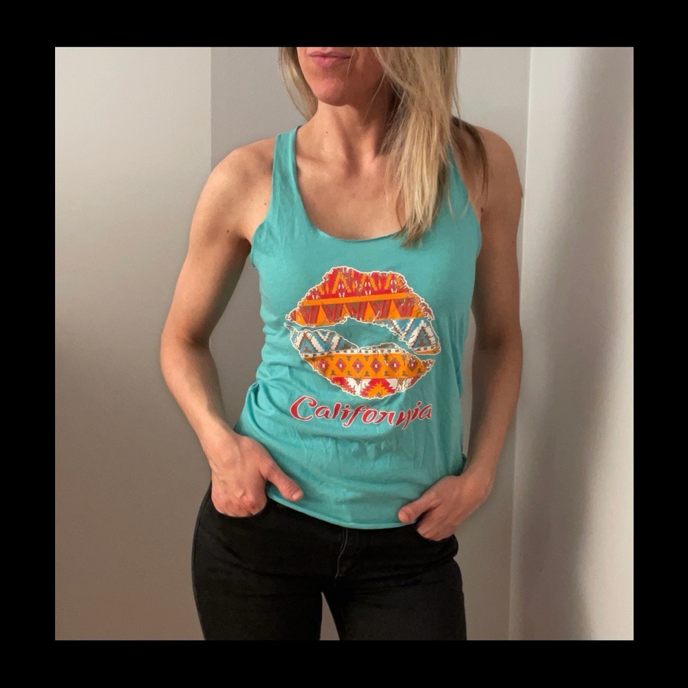 California Kissing Lips Tank Top Unique One of a Kind